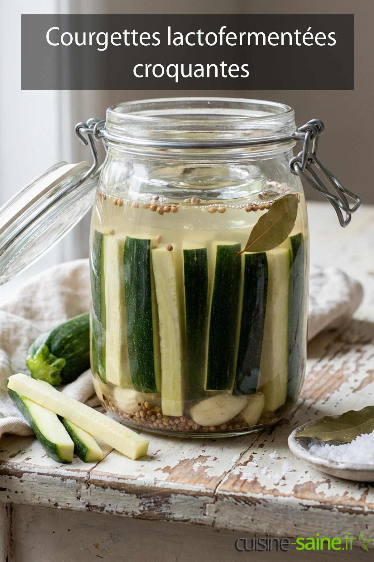 Courgettes lactofermentées croquantes - Cuisine Saine