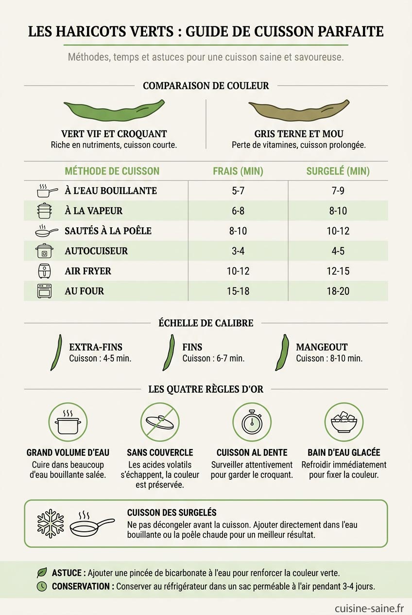 Cuisson des haricots verts : frais et surgelés