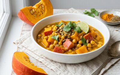 Curry de potimarron, pois chiches et lait de coco