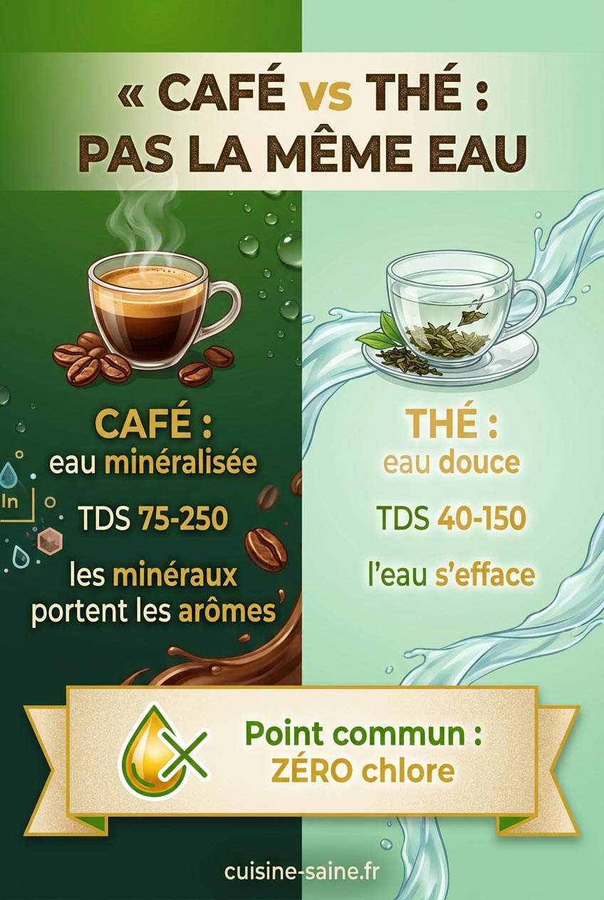 Pour le café et le thé l'eau recommandée est différente
