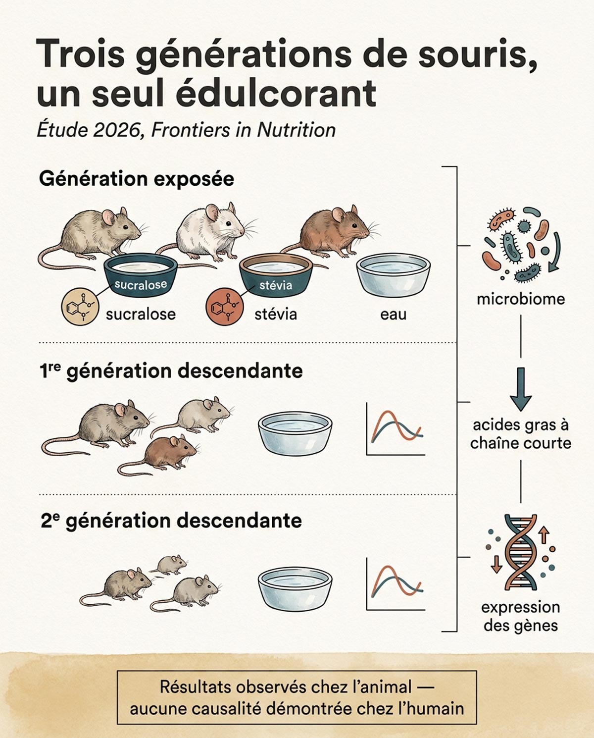 3 génération de souris, 1 seul édulcorant