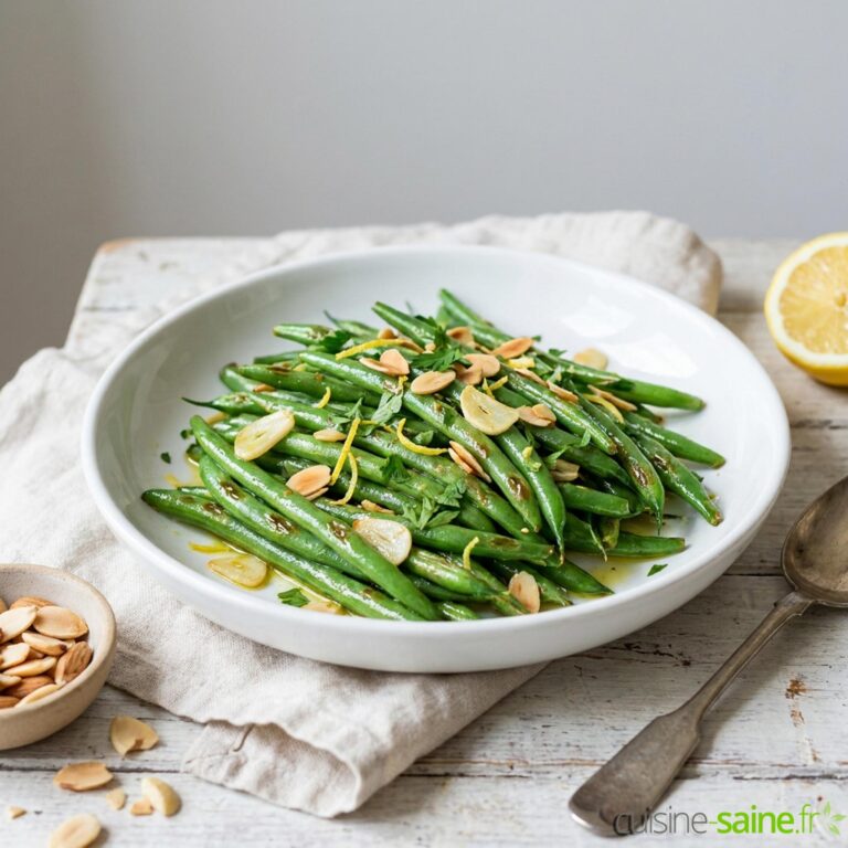 Recette de haricots verts poêlés à l'ail et aux amandes