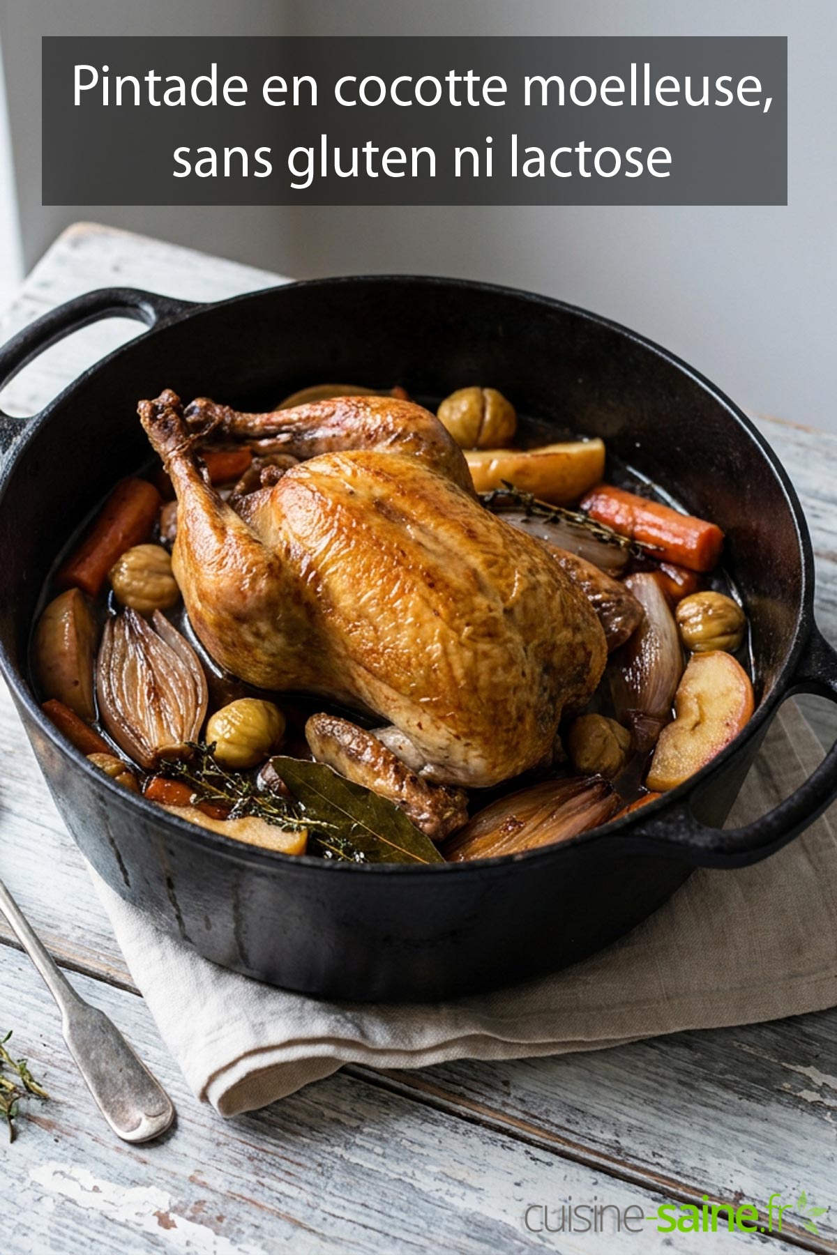 Recette de pintade en cocotte sans gluten et sans lactose
