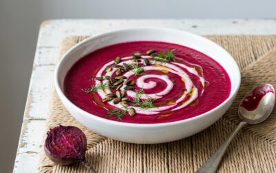 Velouté de betterave rôtie, sans gluten et vegan