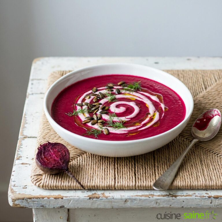 Velouté de betterave rôtie, sans gluten et vegan
