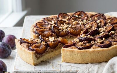 Tarte aux quetsches sans gluten, pâte à la noisette