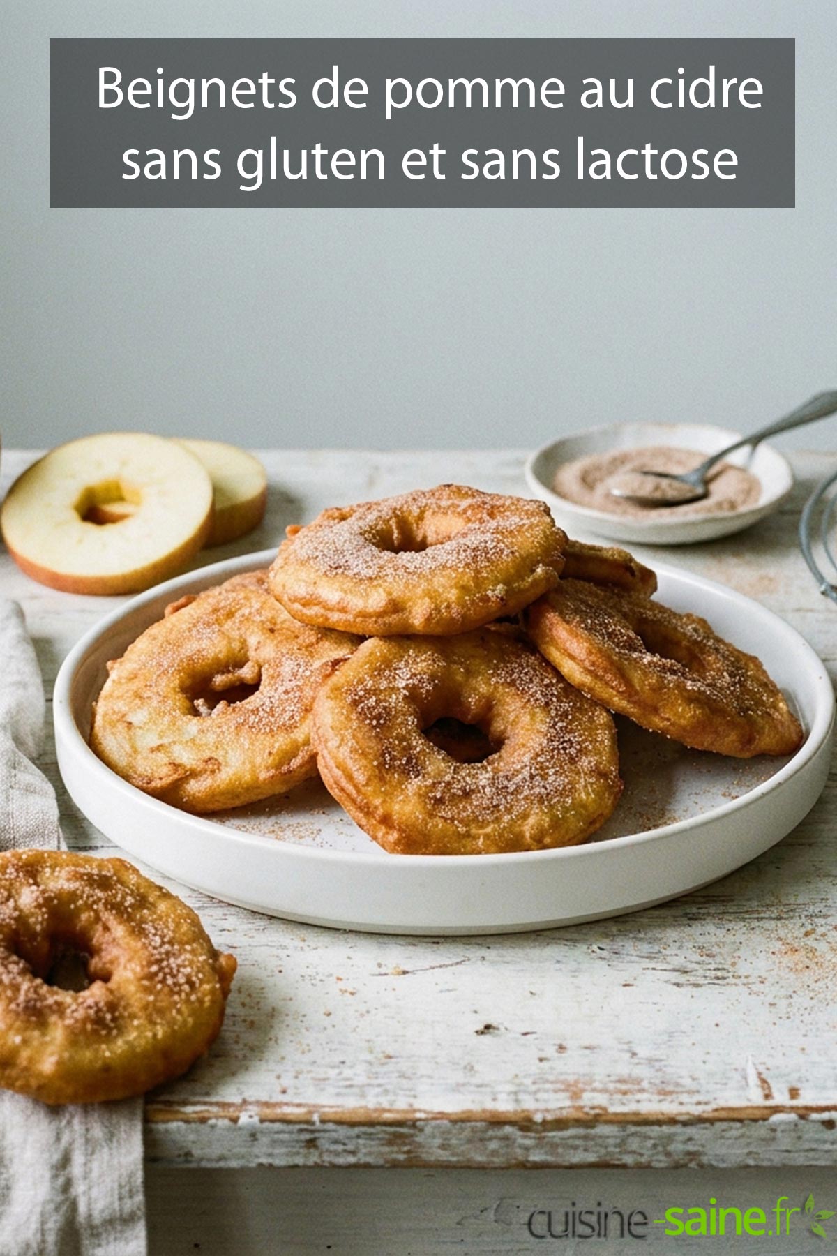 Recette de beignets de pomme au cidre sans gluten et sans lactose