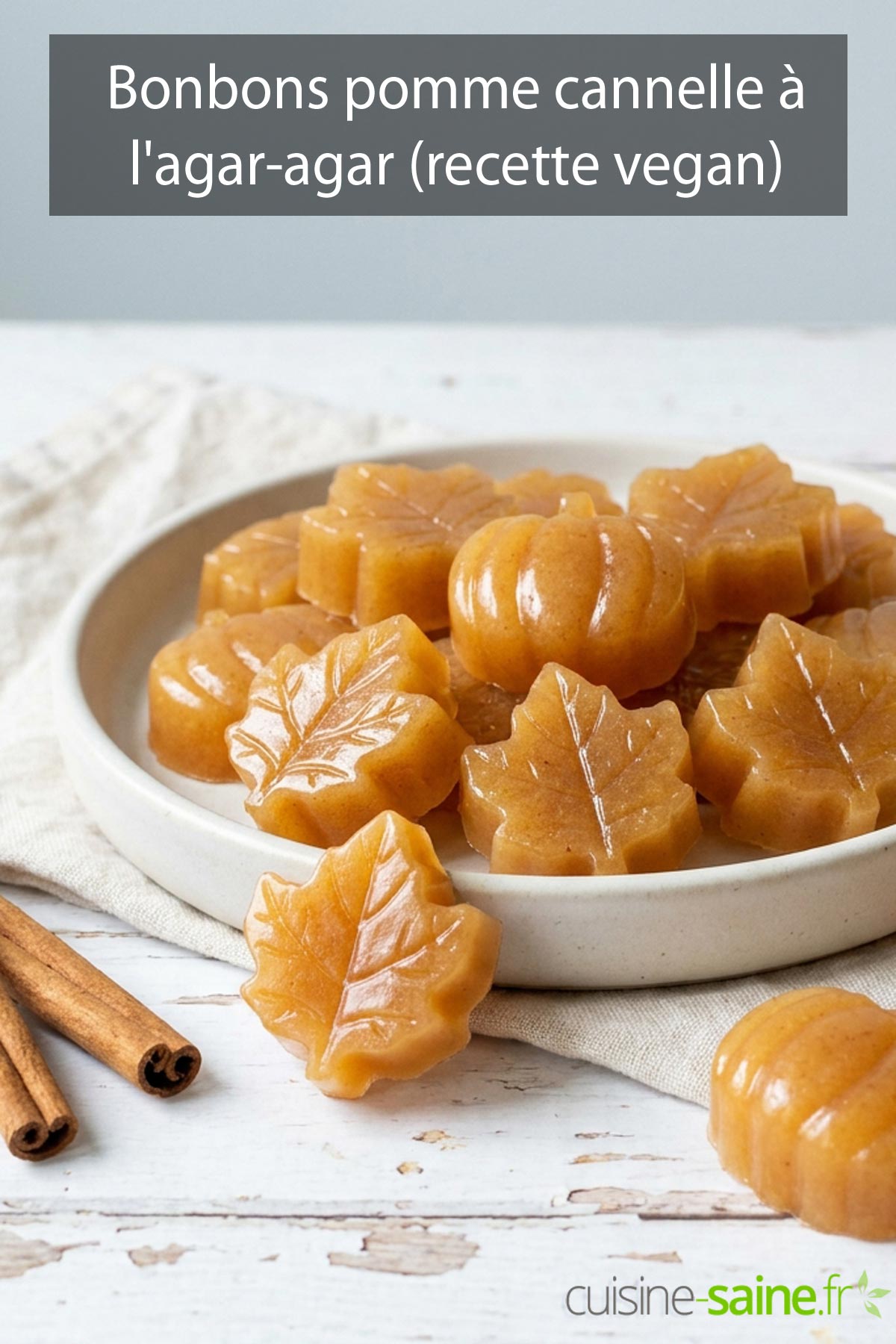 Recette de bonbons pomme cannelle à l'agar-agar sans gluten et sans lactose