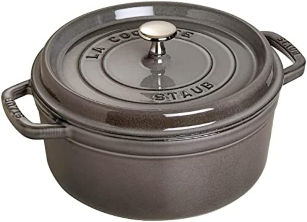 Cocotte ronde en fonte émaillée Staub 26 cm, 5,25 litres, gris graphite