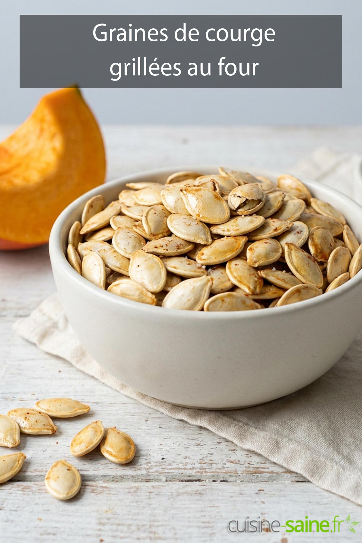 Recette de graines de courge grillées au four, dorées et croustillantes, sans gluten ni lactose
