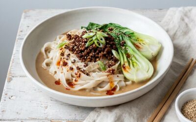 Nouilles dan dan sans gluten et sans lactose (version aux nouilles de riz)