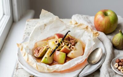 Papillote de fruits d’automne, dessert léger