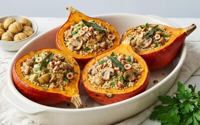 Potimarron farci sans gluten ni lactose (quinoa, châtaignes)