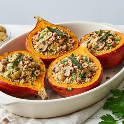 Potimarron farci sans gluten ni lactose (quinoa, châtaignes)