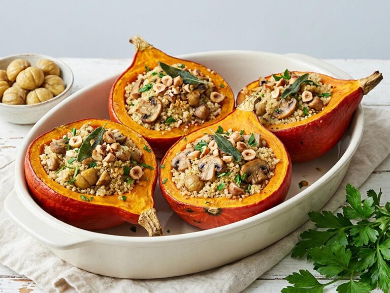Potimarron farci sans gluten ni lactose (quinoa, châtaignes)