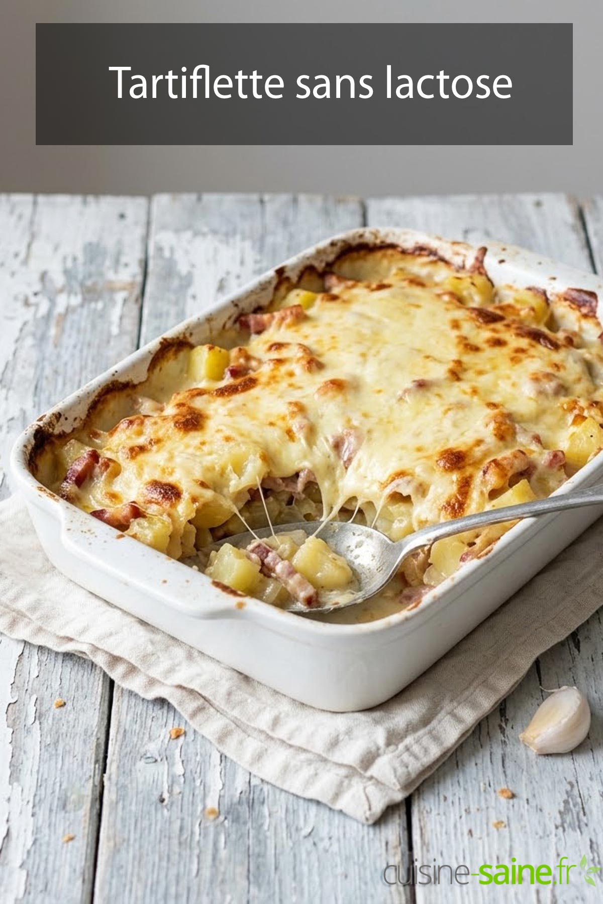 Tartiflette sans lactose et sans gluten au beaufort, lardons et crème d'avoine