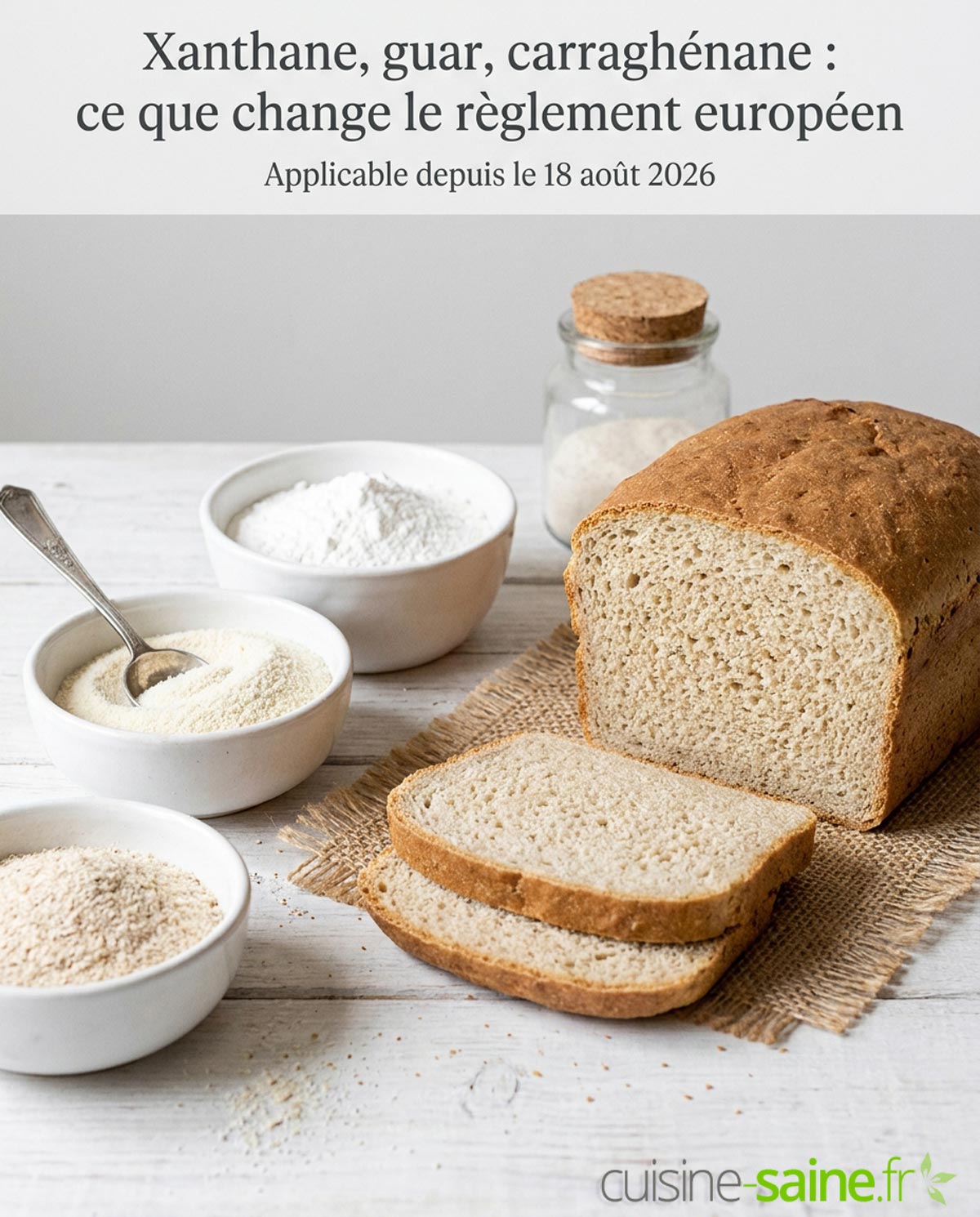 Xanthane, guar, carraghénane : ce que change le règlement (UE) 2026/196 dans nos placards sans gluten